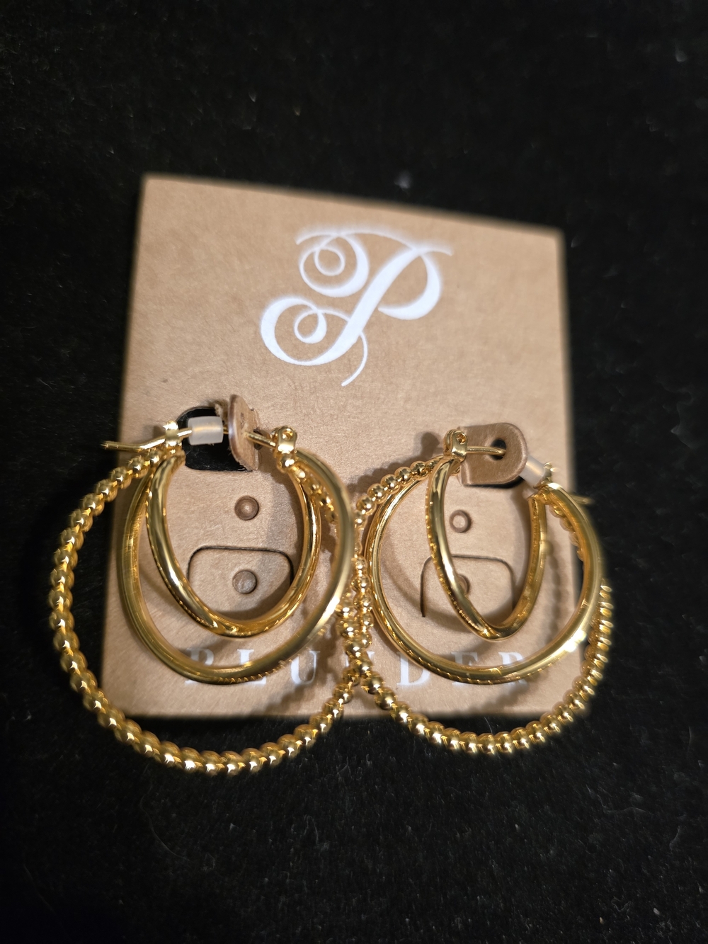#858 Plunder Gold Triple Hoop Earrings